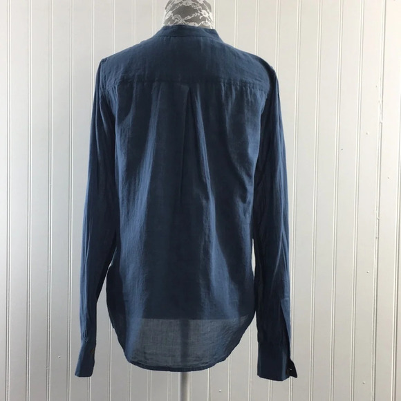 Lauren Jeans Co Blue Ruffle Button Front Shirt - Picture 3 of 9